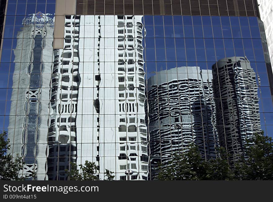 Urban City Building Facade With Reflection, Sydney, Australia. Urban City Building Facade With Reflection, Sydney, Australia