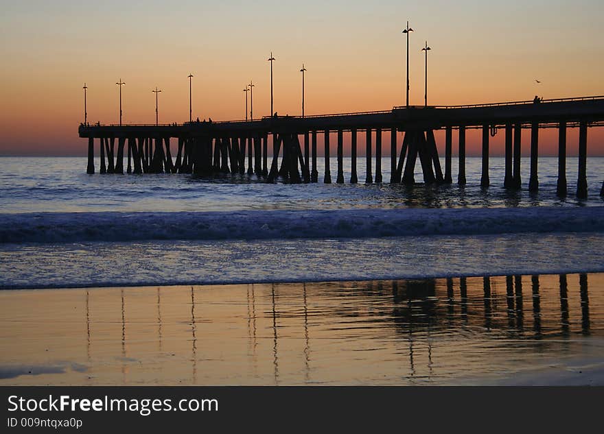 Venice Beach pier at sunset