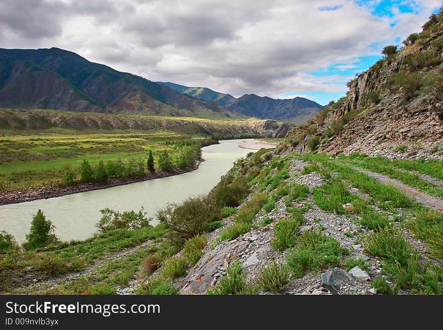 Road, Mountains And River.