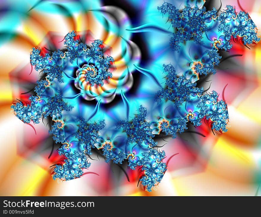 Colorful sipral fractal with waves