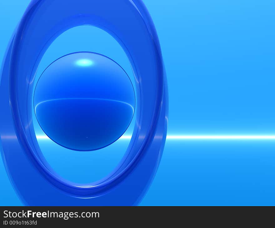 Frameb blue sphere - 3d scene. Frameb blue sphere - 3d scene