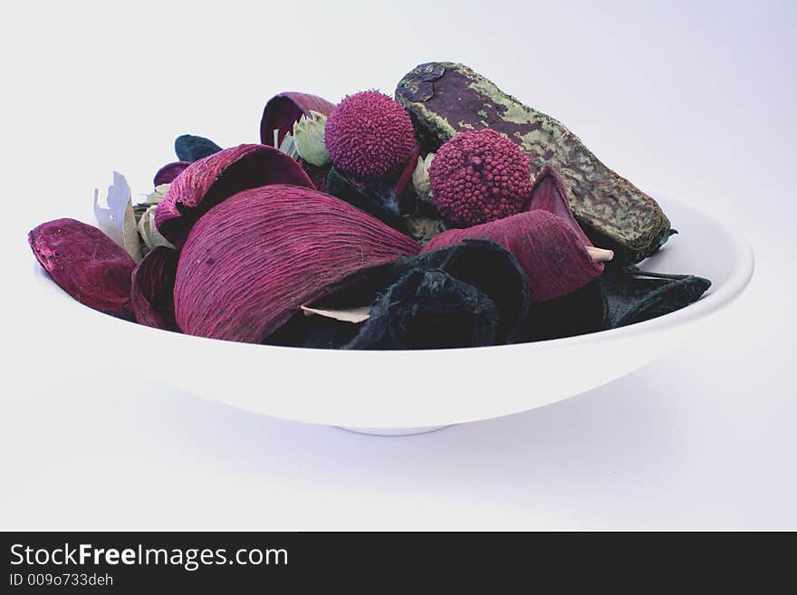 Potpourri in a big white bowl.