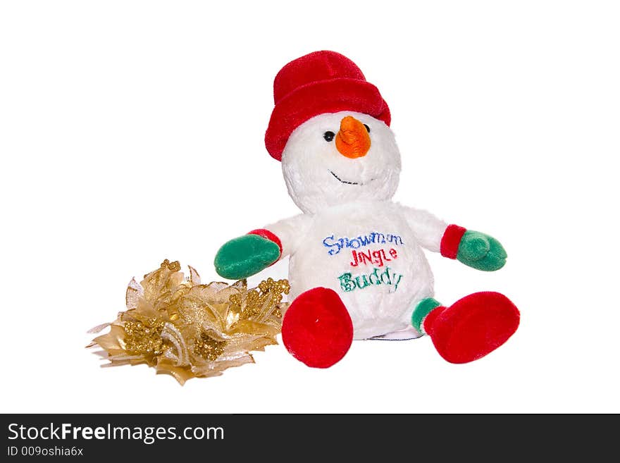 New-year snow man and fir-tree toy on a white background