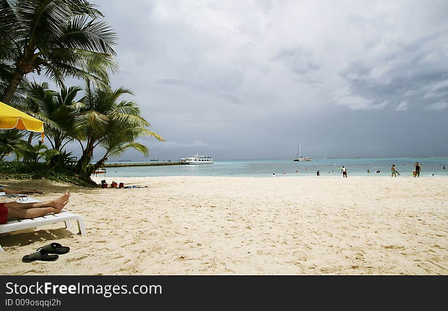 Paradise island with white sand