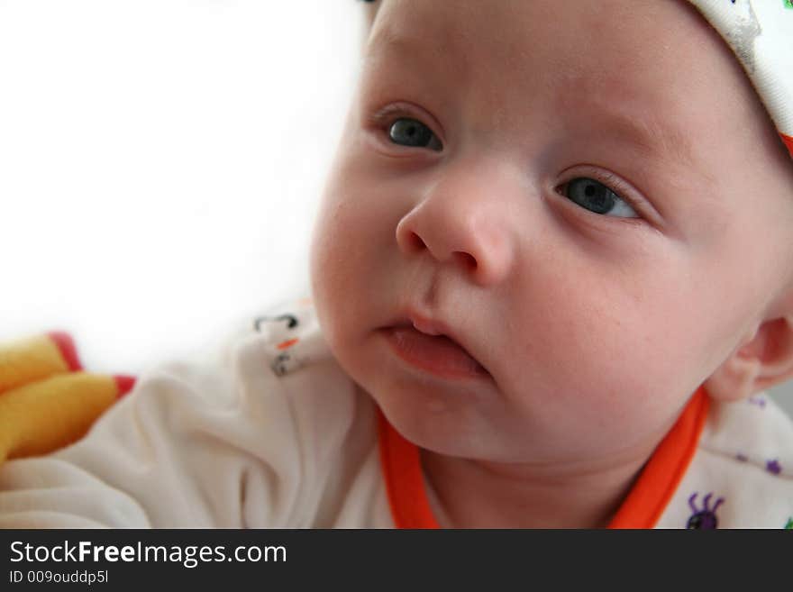 Quiet Baby Boy Looking On - Age 3 to 6 Months