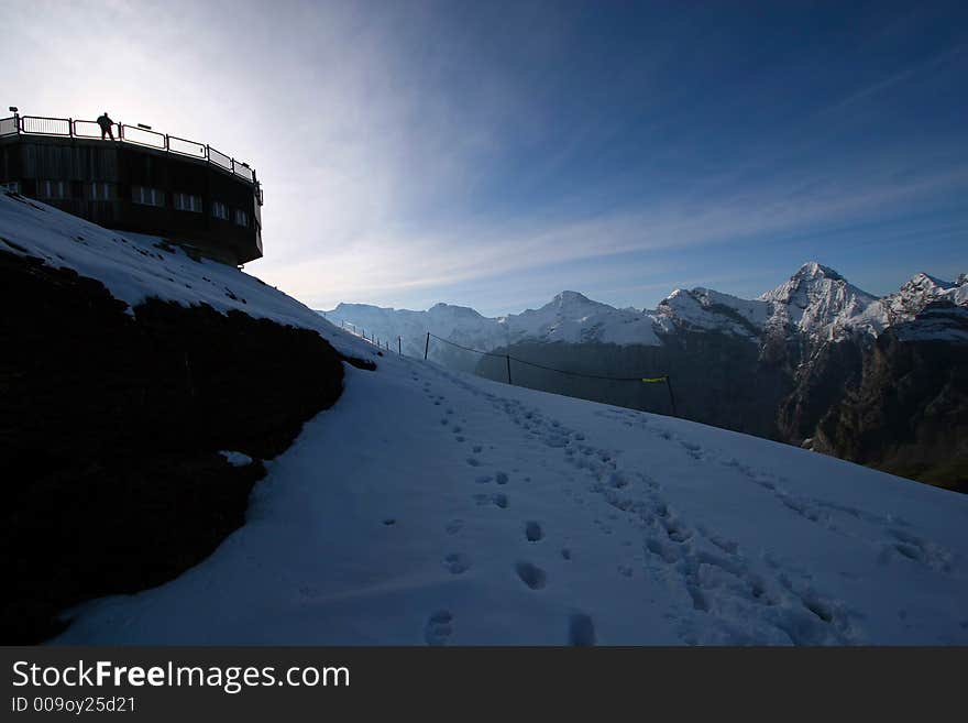 Snowy peak in the swiss Alps.  Filming location for James Bond: In Her Majesty's Secret Service. Snowy peak in the swiss Alps.  Filming location for James Bond: In Her Majesty's Secret Service.