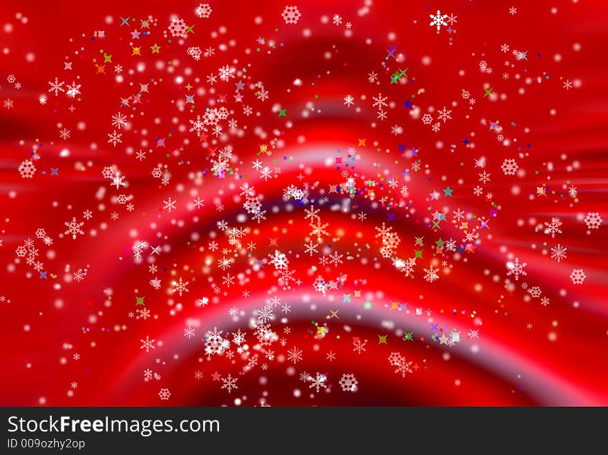 Snow flakes on red background