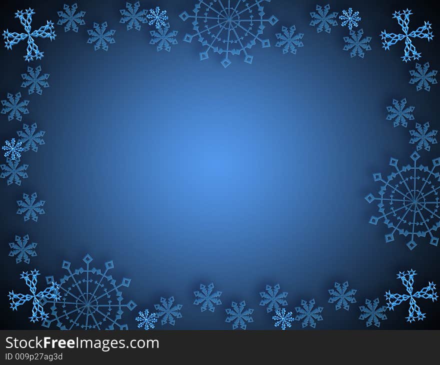 Computer generated illustration of snowflakes frame. Computer generated illustration of snowflakes frame