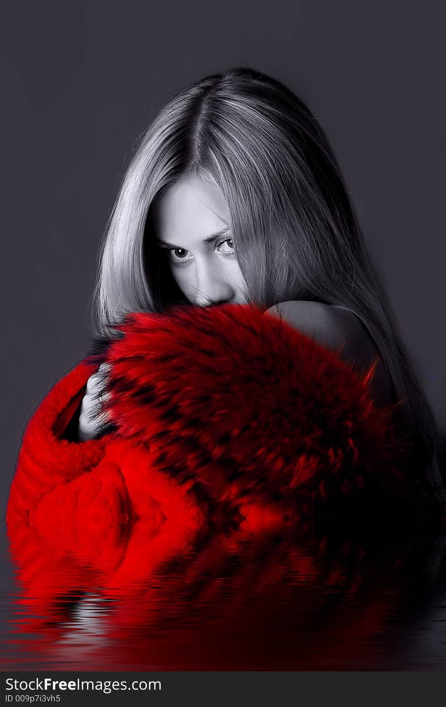 Lady in red young blondy