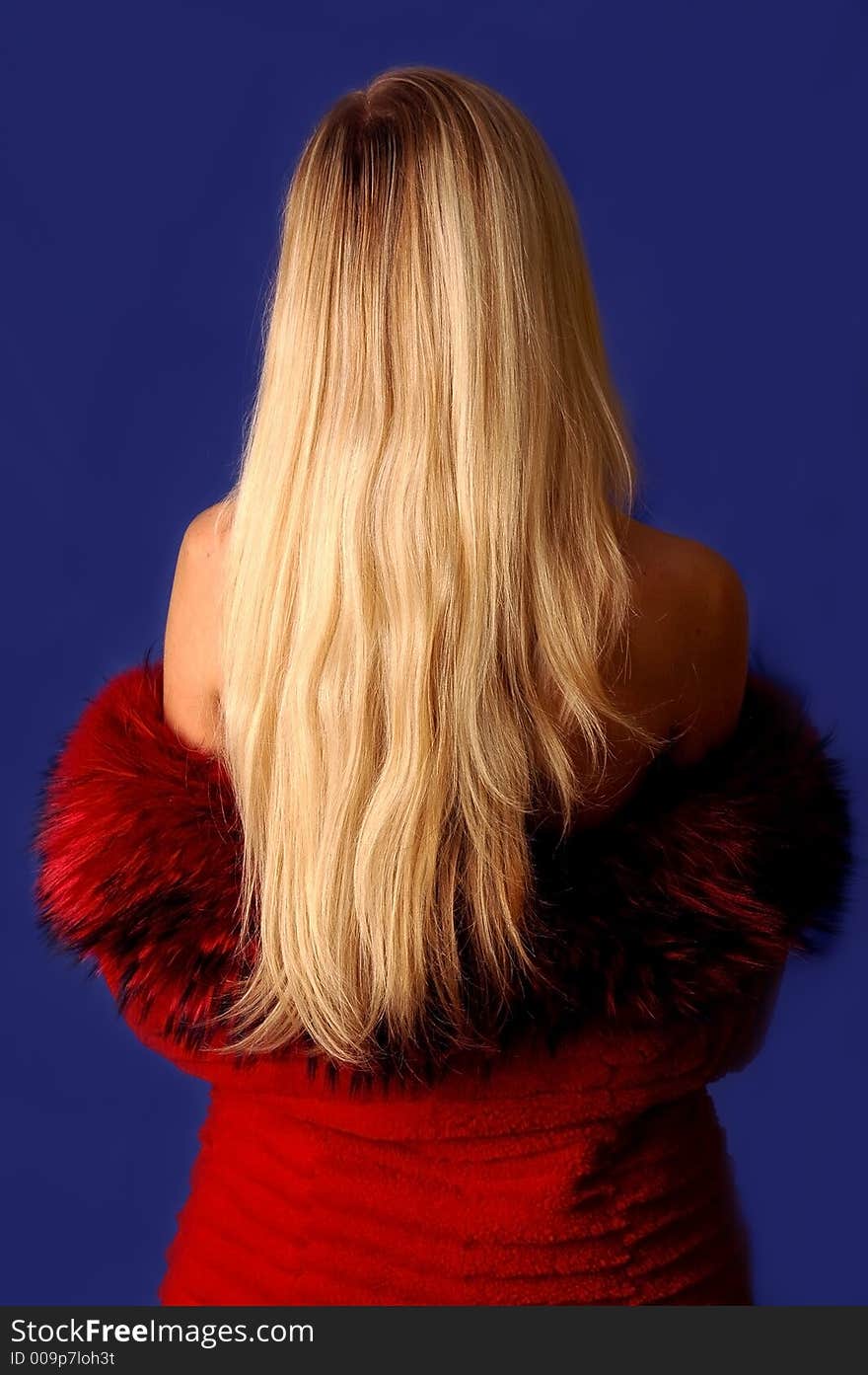 Lady in red young blondy