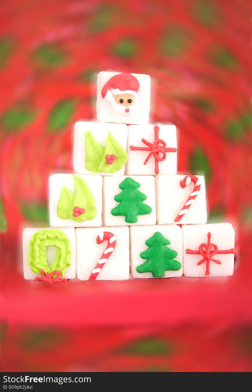 Christmas tree of sugar cubes. Christmas tree of sugar cubes