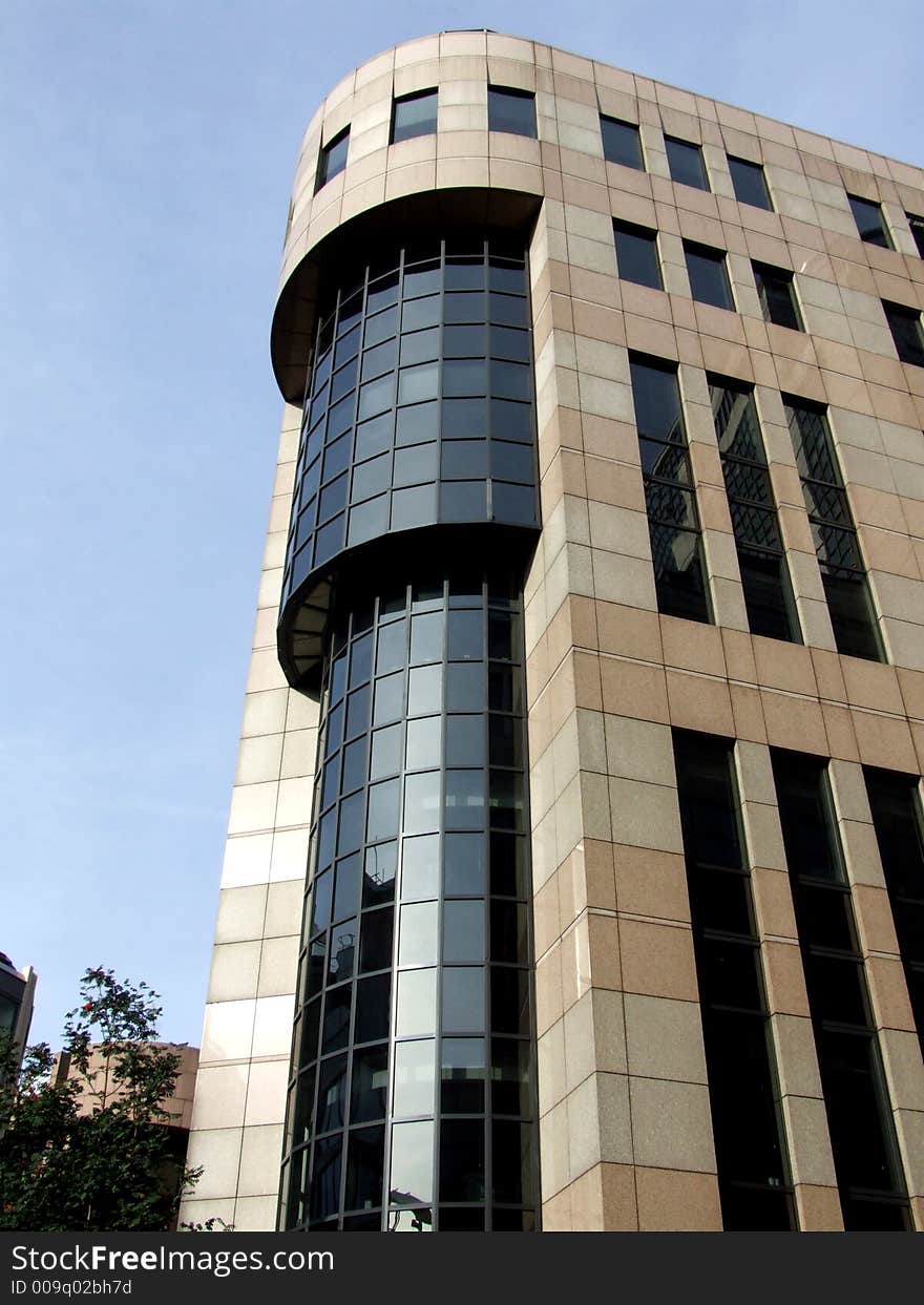 A modern glass office building in central London. A modern glass office building in central London.