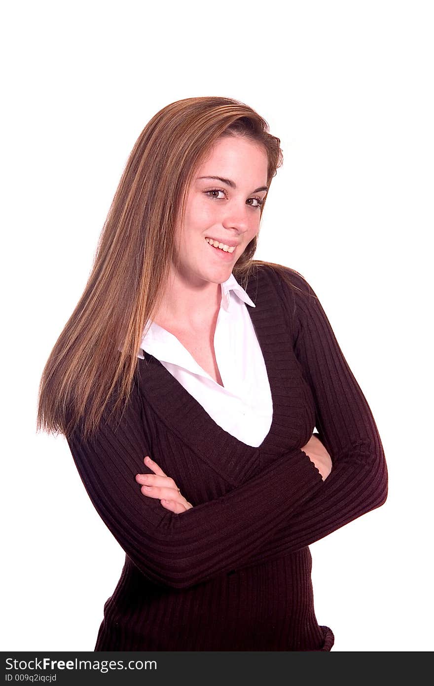 Teen girl portrait smiling arms crossed