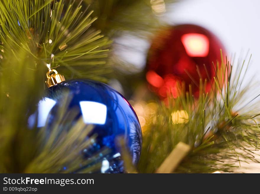 Macro photography of new year tree with decorations