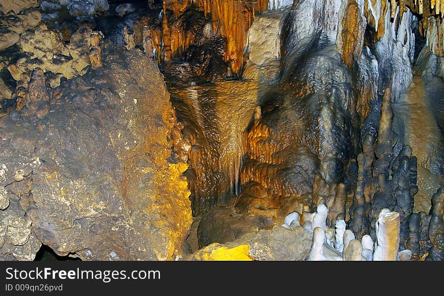 Flowstone formation inside a cavern in northern florida.