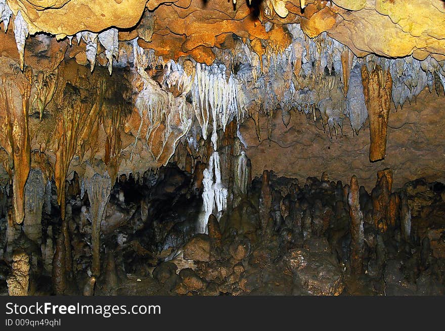 Stalactites formation inside a cavern in northern florida.