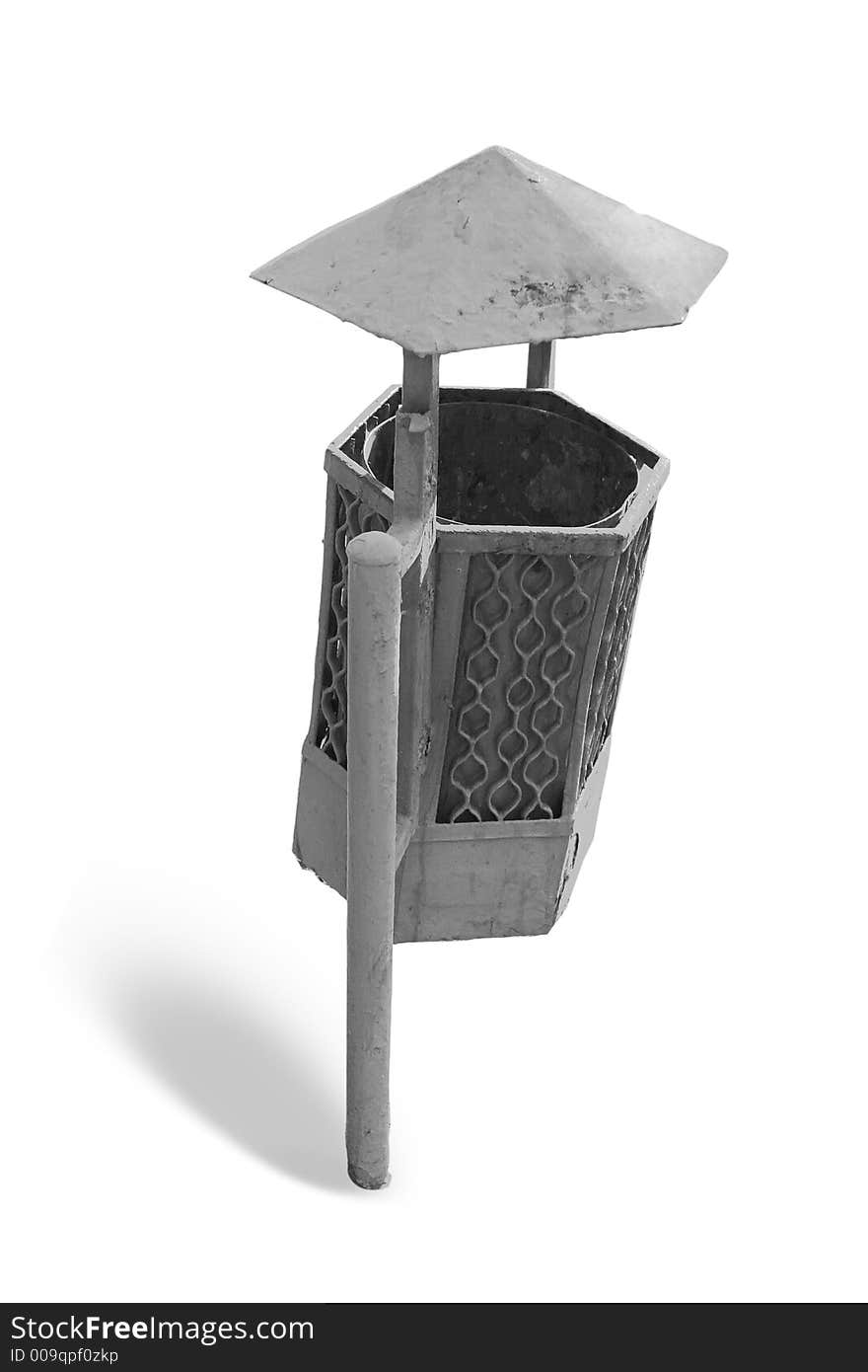 Very old trash can isolated with clipping path