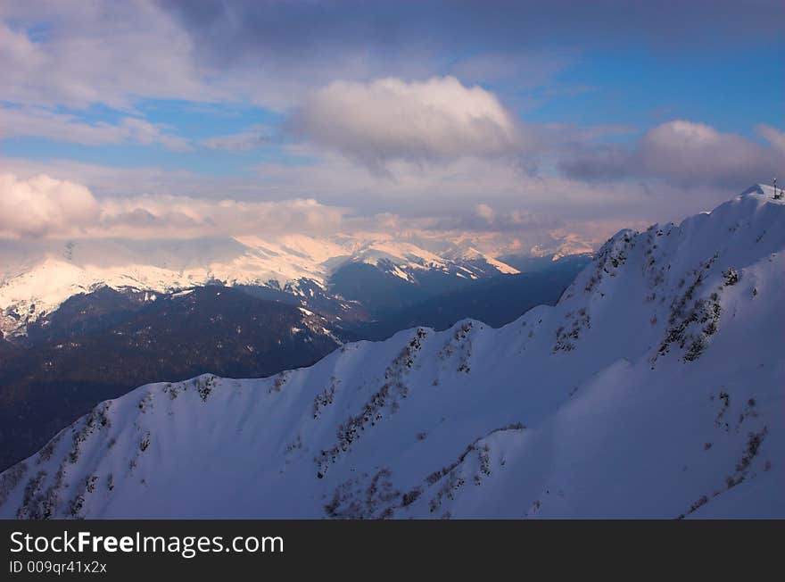 Panoramic  Landscape With Mountains, Red Polyana, Sochi