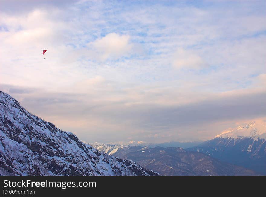 Paraglide in mountains, Red Polyana, Sochi