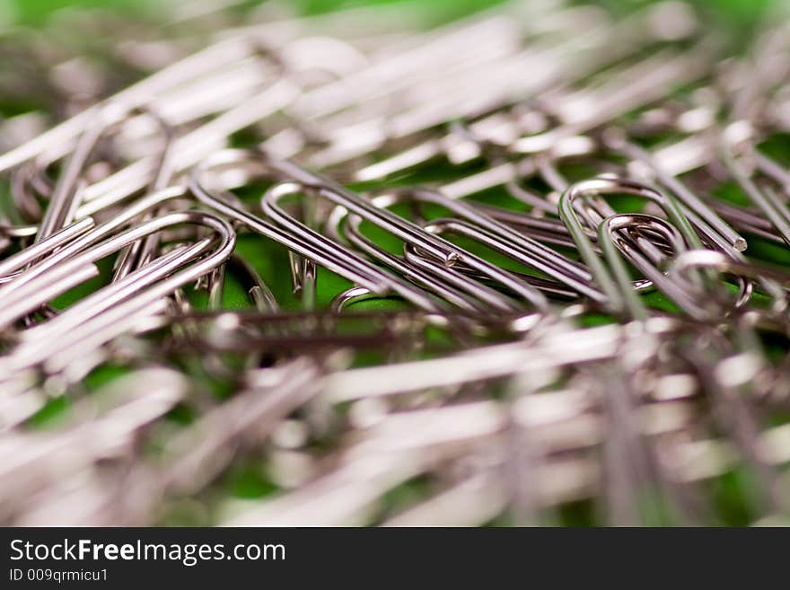 Few paper clips close up