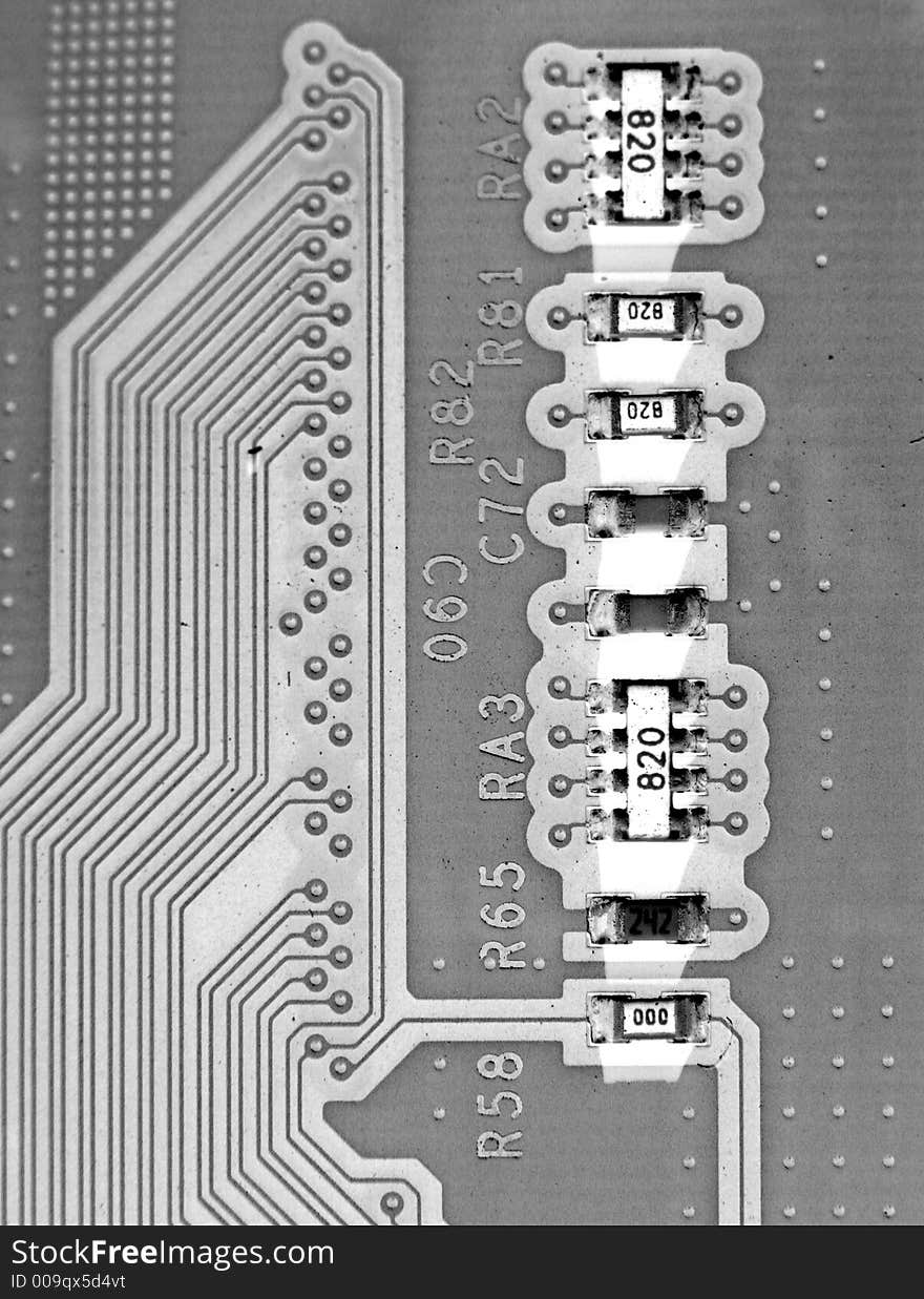 Close-up of a computer circuit board. Close-up of a computer circuit board