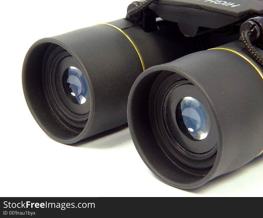 Black binoculars isolated on white.