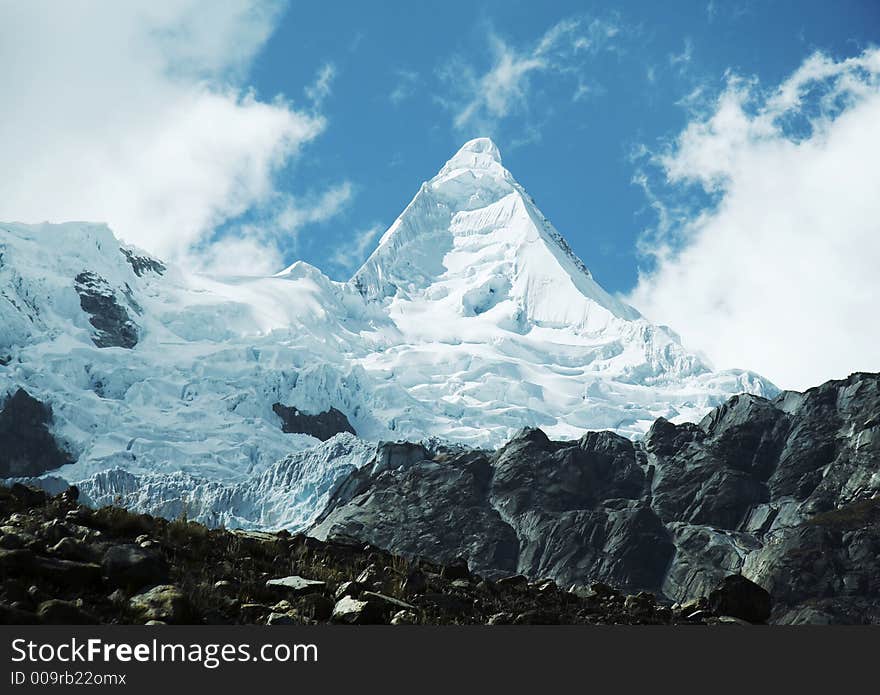 Beautiful mountain Alpamayo in Cordilleras. Beautiful mountain Alpamayo in Cordilleras