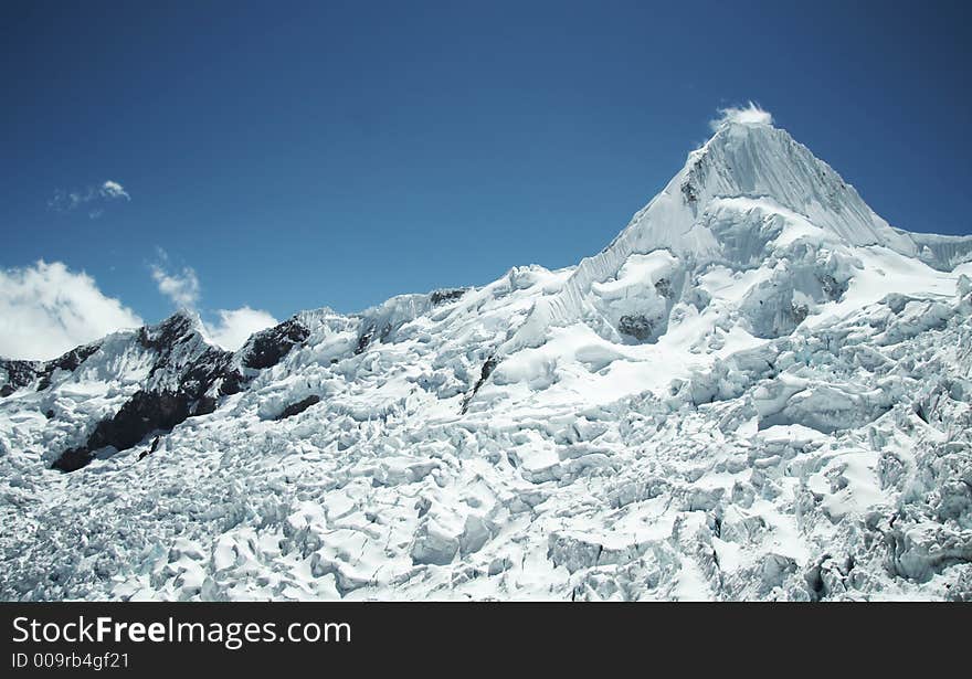 Summit Alpamayo in Cordilleras mountain. Summit Alpamayo in Cordilleras mountain