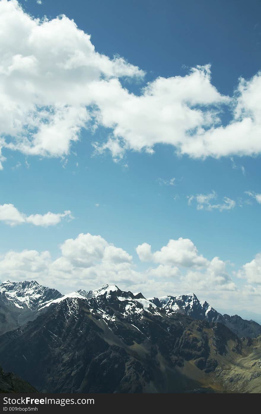 Snowcowered high cordillera mountain in Peru. Snowcowered high cordillera mountain in Peru