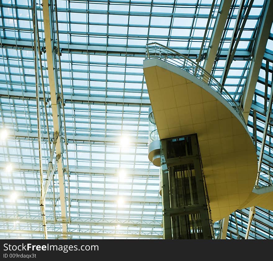 Futuristic interior of an office building