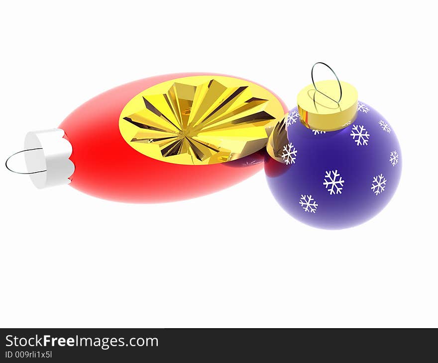 New Year. Winter imaginations. Christmas ornaments. Fur-tree toys. 3D.