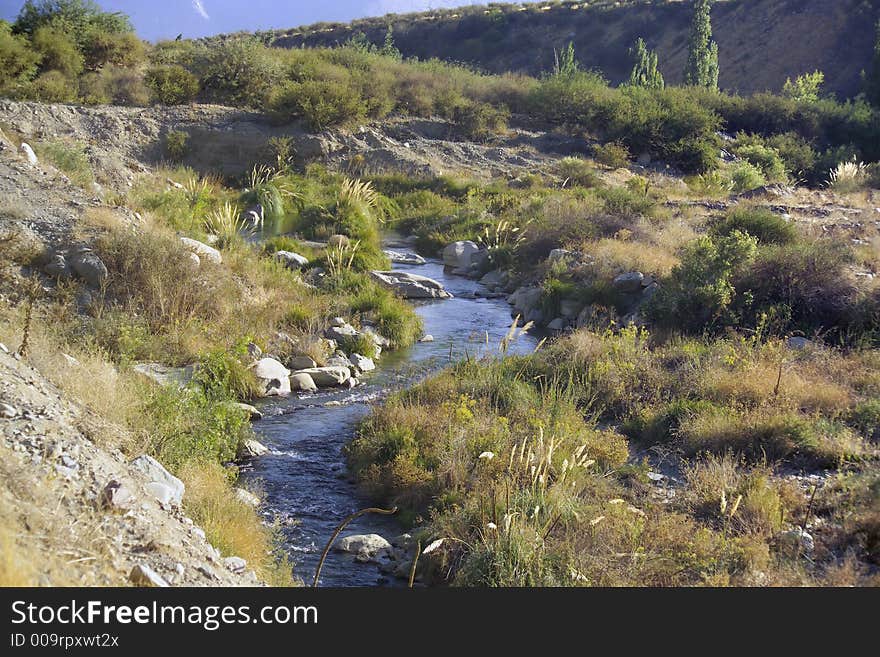 River in the middle of the Chilean dessert. River in the middle of the Chilean dessert