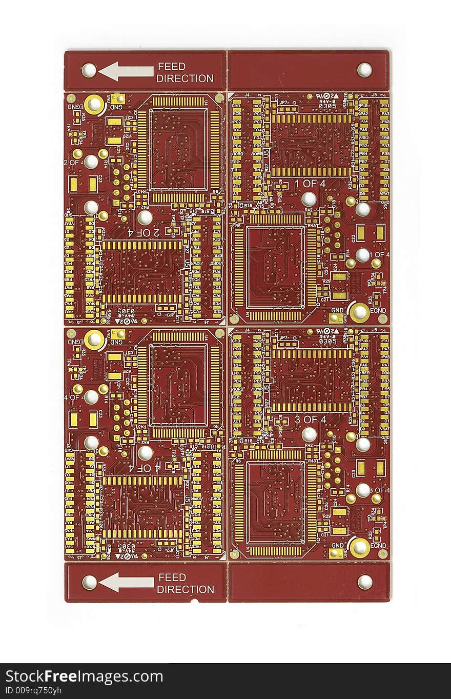 Computer circuit boards against white background