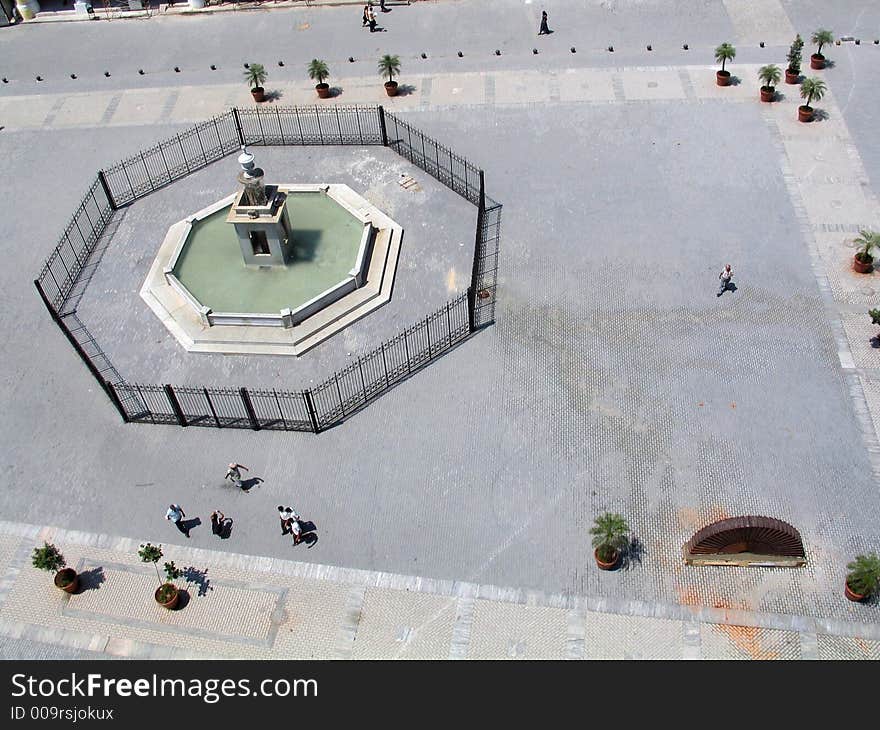 Fountain in old Havana plaza.