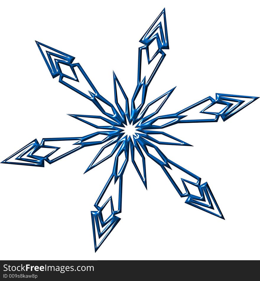 Blue Christmas snowflake illustration on white