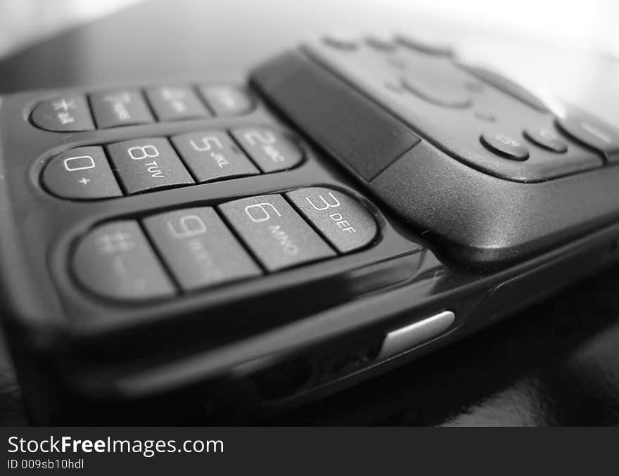 Closeup of Mobile Keypad in black and white