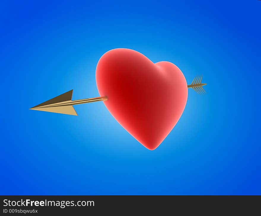 Red heart with golden arrow