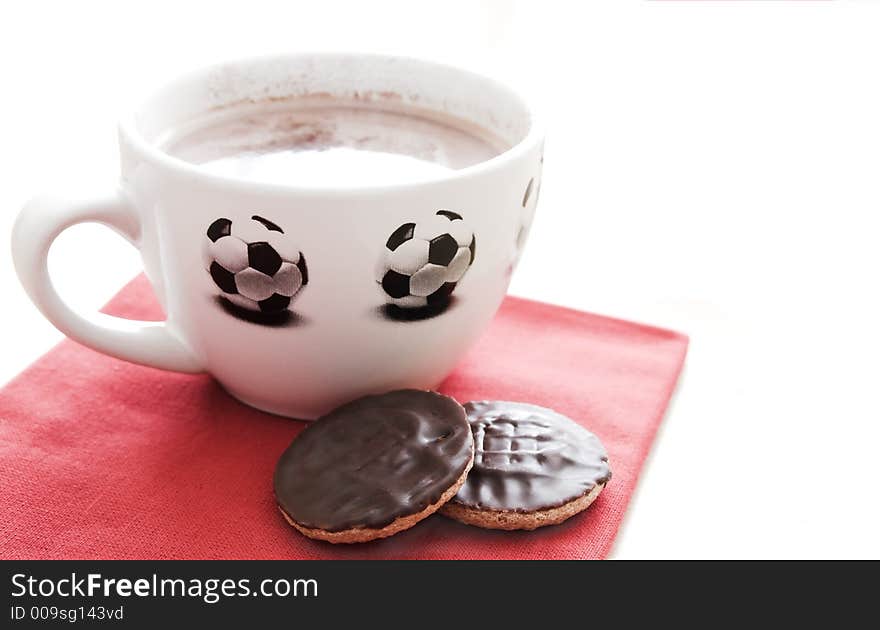 Hot chocolate in soccer cup