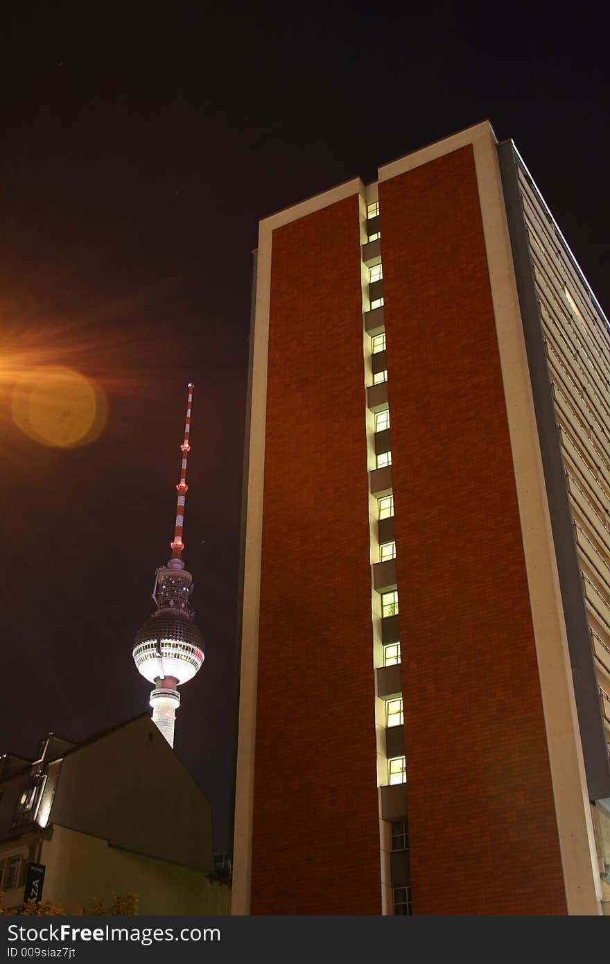 Apartment block and transmitter tower. Apartment block and transmitter tower