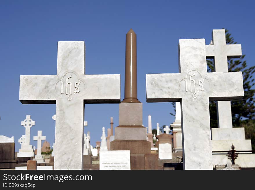 Old Large Cemetery With Many Graves and Gravestones During Daylight In Sydney Australia