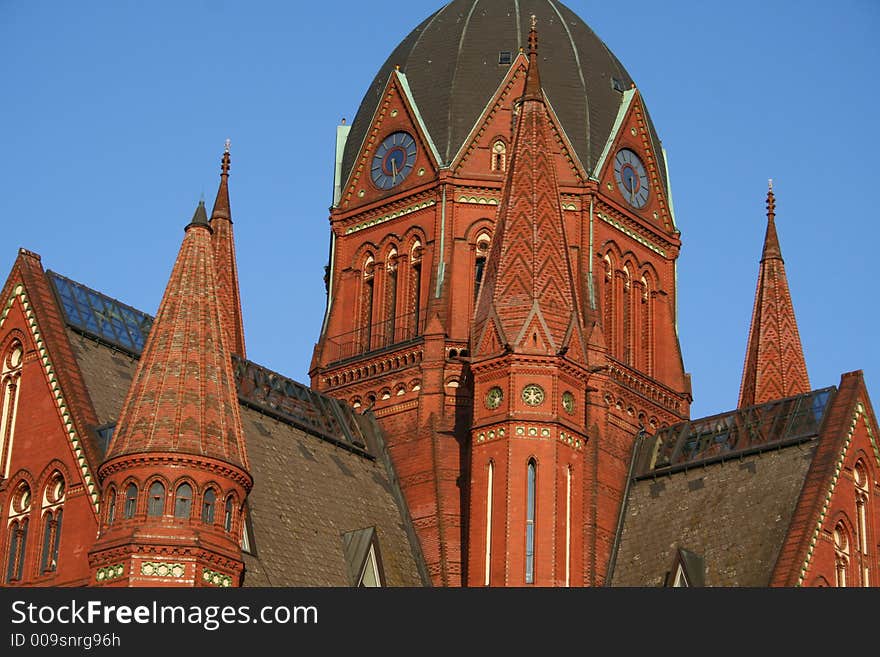 Details of red brick church, berlin, germany