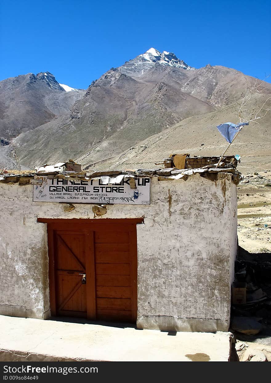 Small tibetan store, Zanskar valley, Ladakh, India.