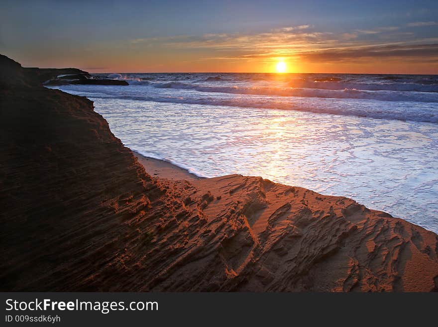 Sunset at Anse des Baleiniers, cap-aux-meules, iles de Madeleine, Quebec, Canada. Sunset at Anse des Baleiniers, cap-aux-meules, iles de Madeleine, Quebec, Canada