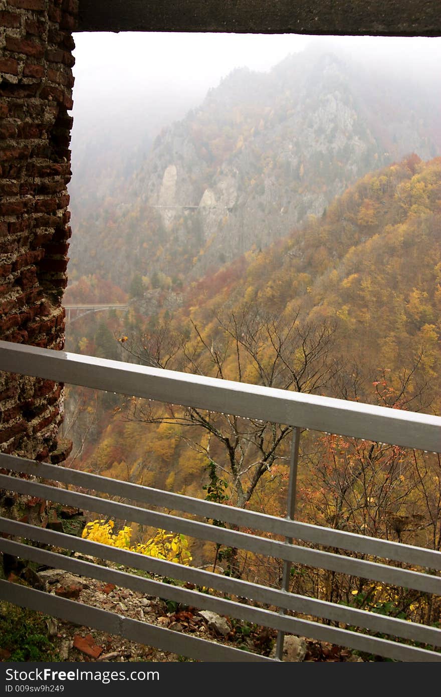 Poenari Castle window view - the original Vlad Tepes (Dracula) headquarter. Poenari Castle window view - the original Vlad Tepes (Dracula) headquarter