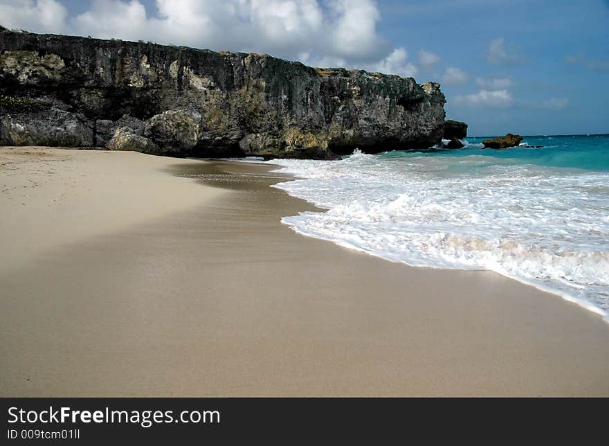 Cliffs by the sea at Bathway beach on the east coast of Barbados