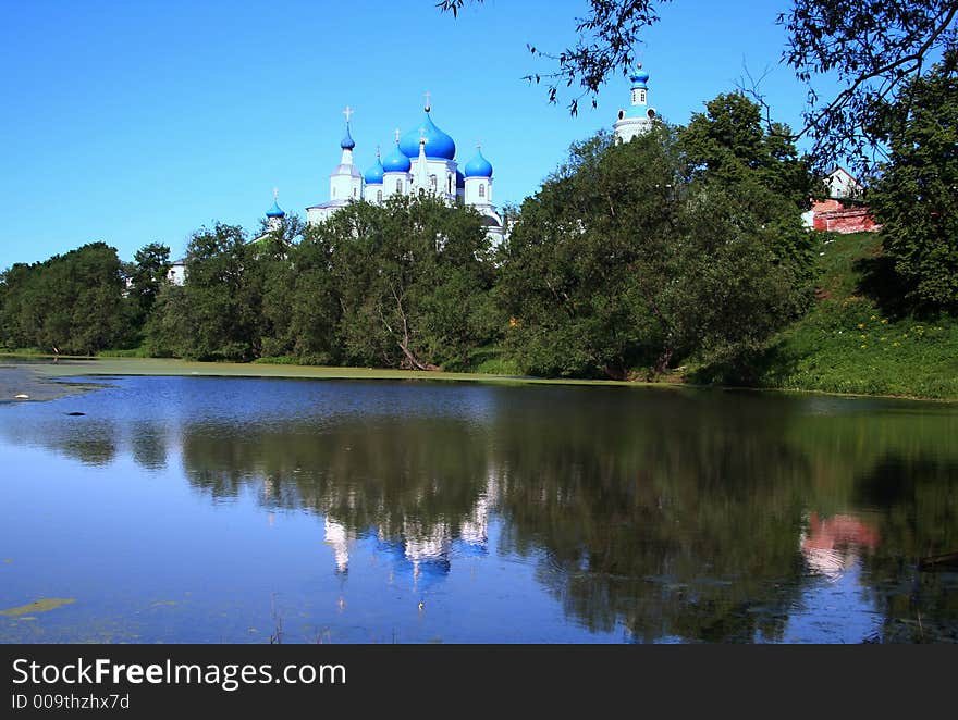 Women' convent and its reflection at lake. Women' convent and its reflection at lake