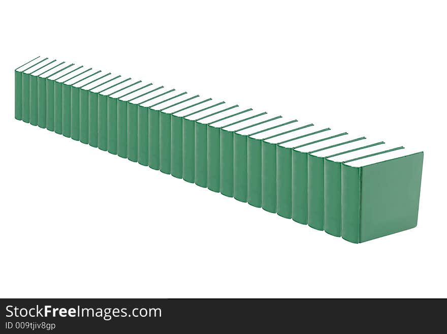 Hardcover green books isolated on a white background