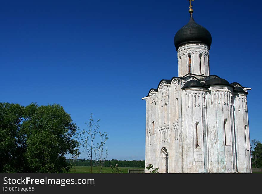 Small ancient orthodox church at sunny summer morning. Small ancient orthodox church at sunny summer morning