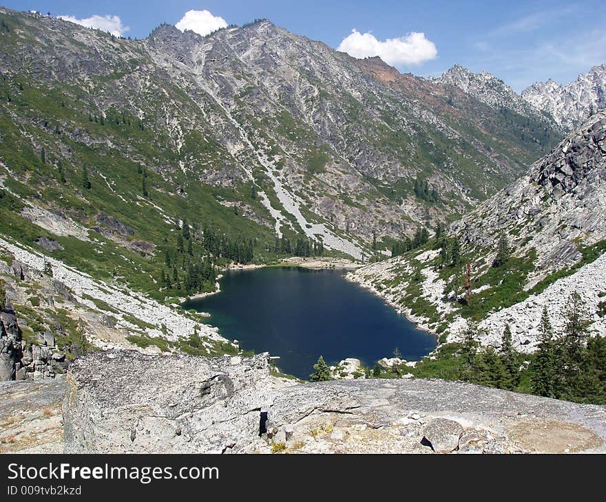 Sapphire lake shining in the sun in beautiful trinity alps. Sapphire lake shining in the sun in beautiful trinity alps