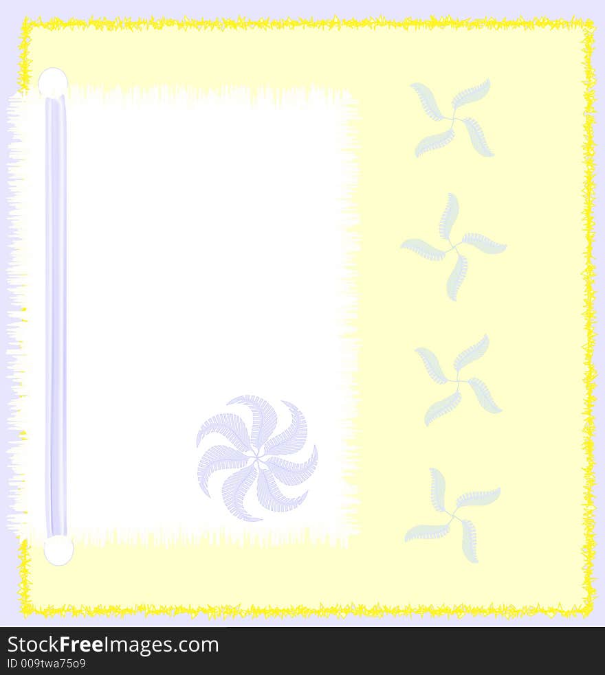 Illustration of a blank notecard, yellow and blue. Illustration of a blank notecard, yellow and blue